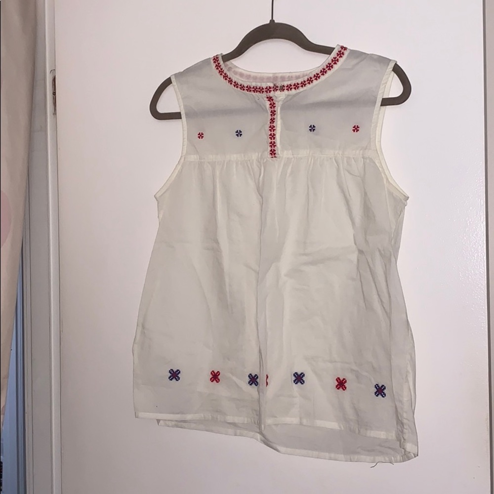 MADRAS sleeveless peasant top